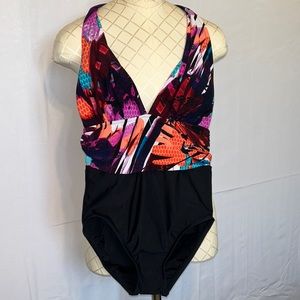 Aqua Green Size Large tropical one piece, bathing suit, in multi colors. New